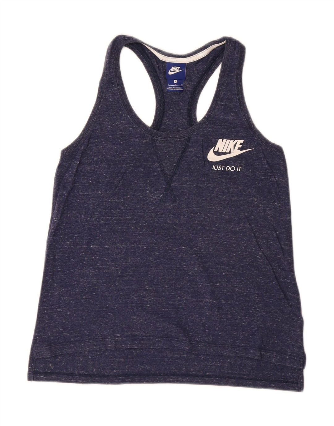 Nike Womens Vest Top UK 10 Small Navy Blue Flecked Cotton