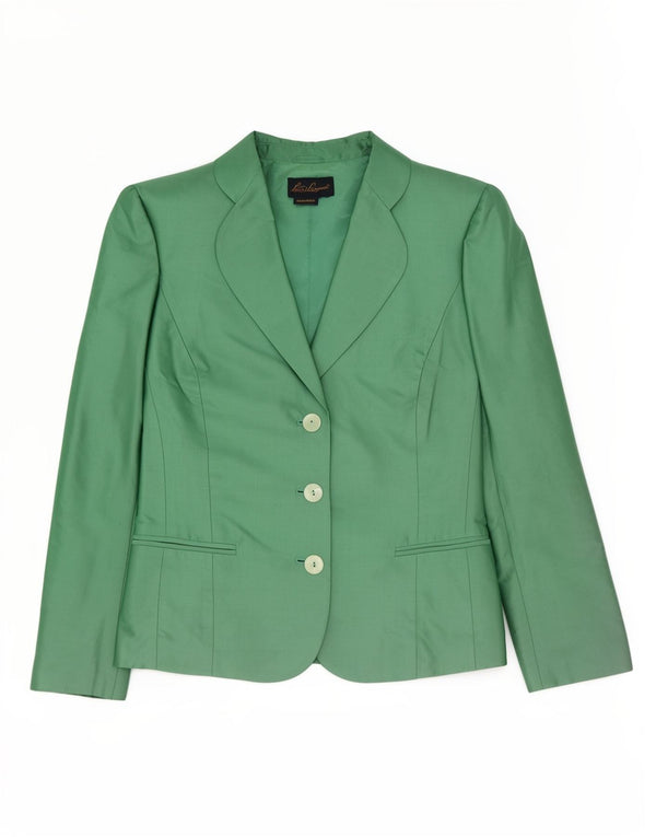 Luisa Spagnoli Womens 3 Button Blazer Jacket UK 14 Medium Green Silk