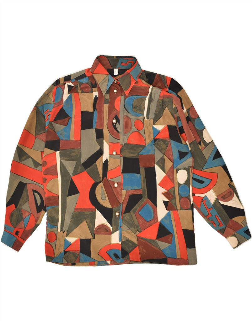 VINTAGE Womens Shirt UK 14 Medium Multicoloured Geometric | Vintage Vintage | Thrift | Second-Hand Vintage | Used Clothing | Messina Hembry 
