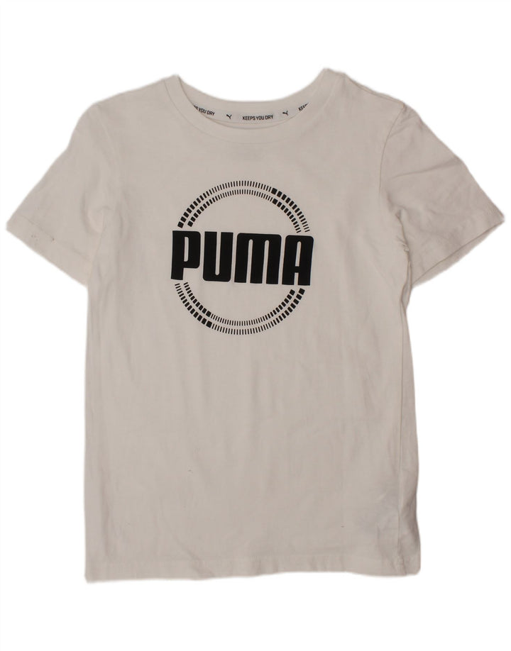 PUMA Boys Graphic T-Shirt Top 9-10 Years White Cotton