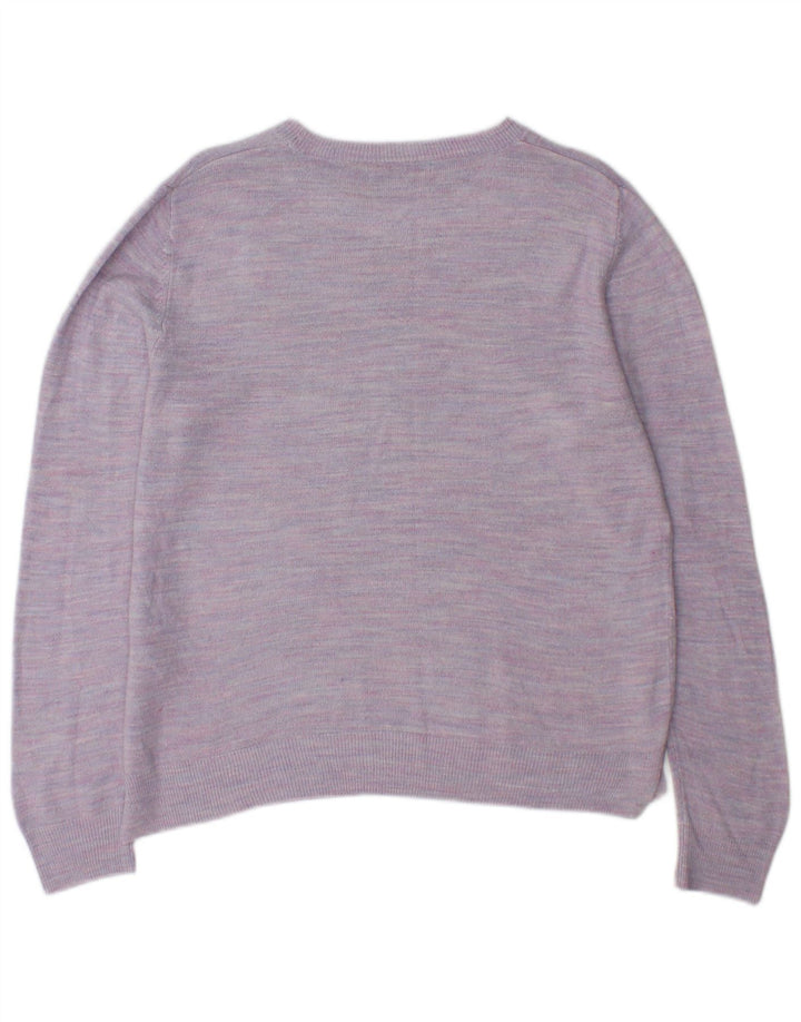 Marks & Spencer Womens Crew Neck Jumper Sweater UK 12 Medium Purple Flecked