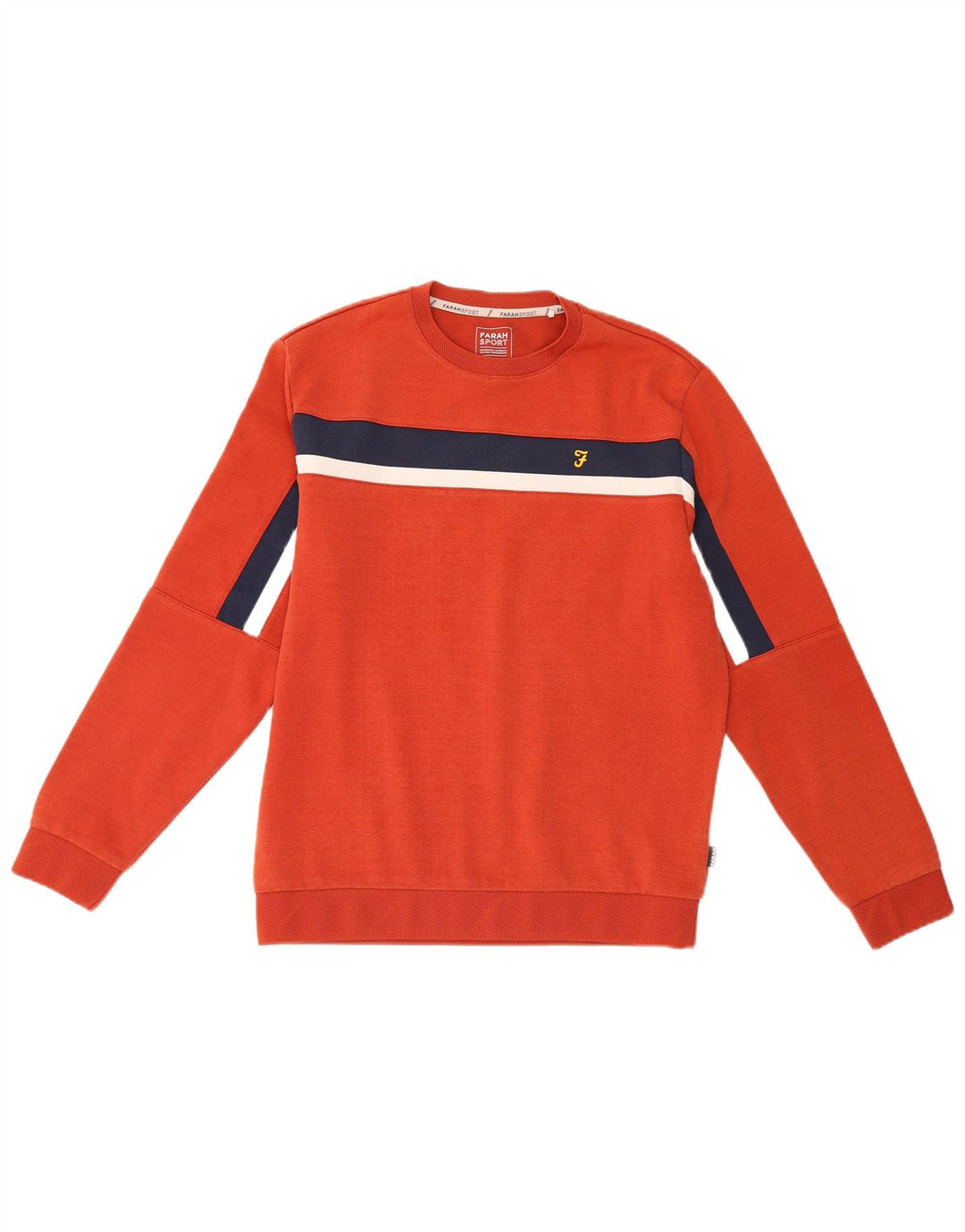 Farah Mens Sweatshirt Jumper Medium Orange Colourblock Cotton