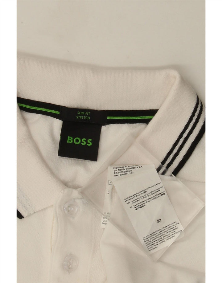 Hugo Boss Mens Slim Fit Polo Shirt Medium White Cotton