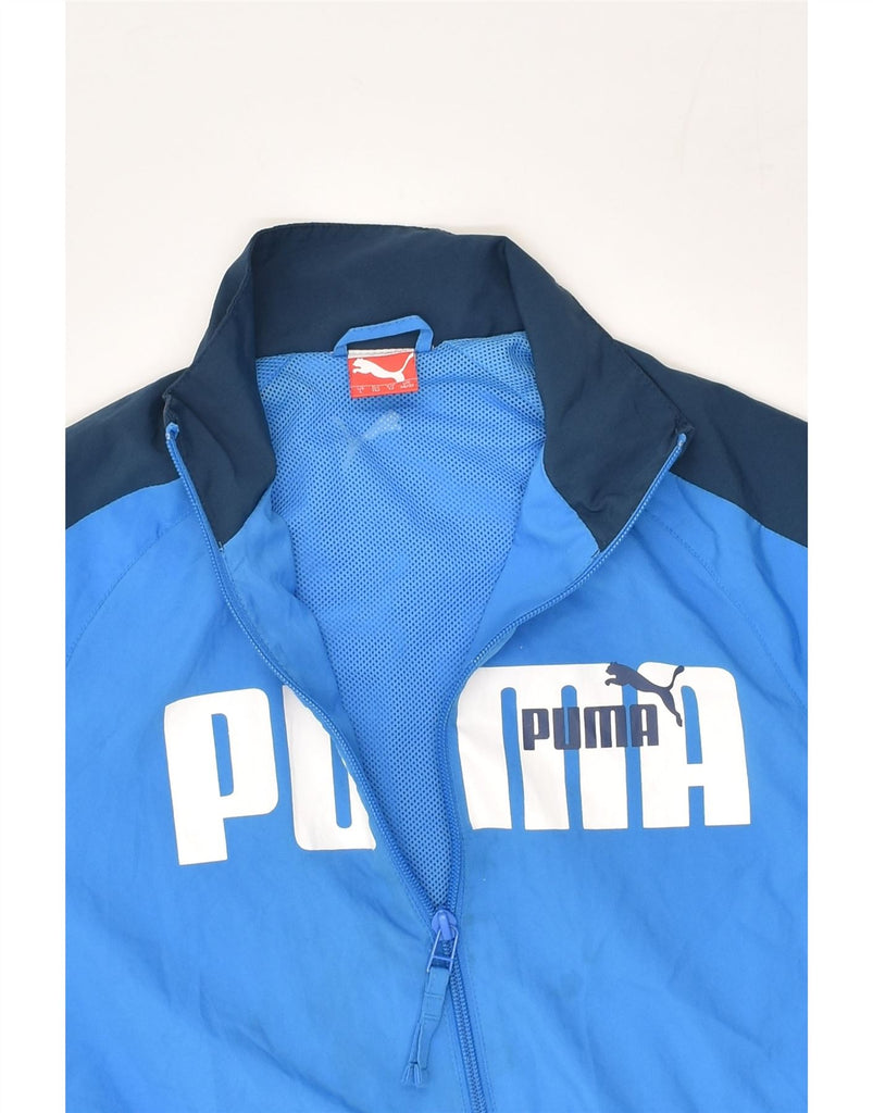 PUMA Boys Graphic Tracksuit Top Jacket 11-12 Years Blue Colourblock | Vintage Puma | Thrift | Second-Hand Puma | Used Clothing | Messina Hembry 