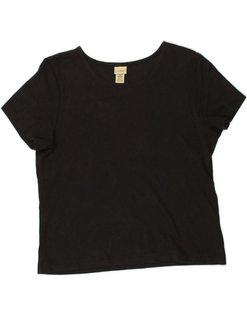 L.L.BEAN Womens Crop T-Shirt Top UK 14 Medium Black Cotton | Vintage L.L.Bean | Thrift | Second-Hand L.L.Bean | Used Clothing | Messina Hembry 