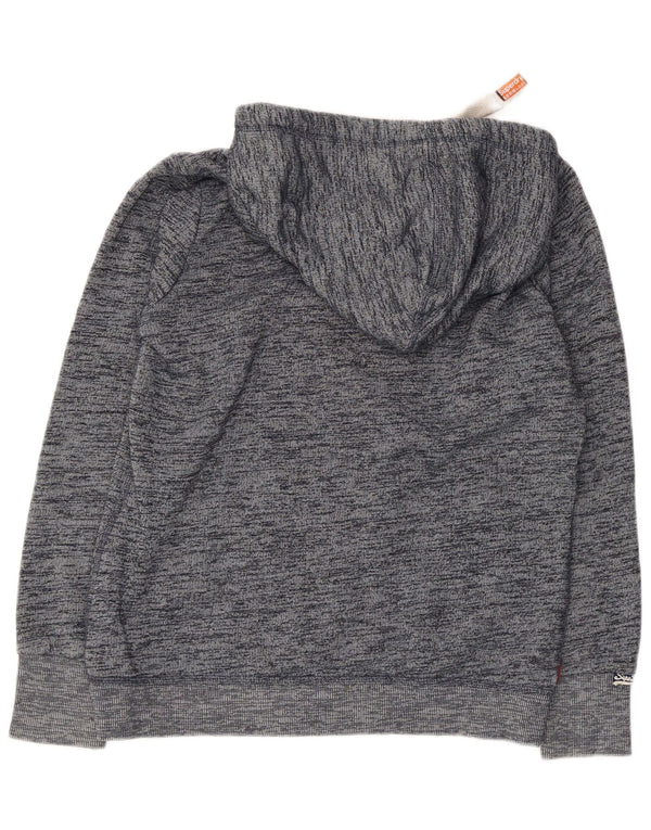 Superdry Womens Graphic Hoodie Jumper UK 16 Large Navy Blue Flecked Cotton