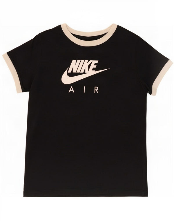Nike Girls Graphic T-Shirt Top 12-13 Years Large Black Colourblock Cotton