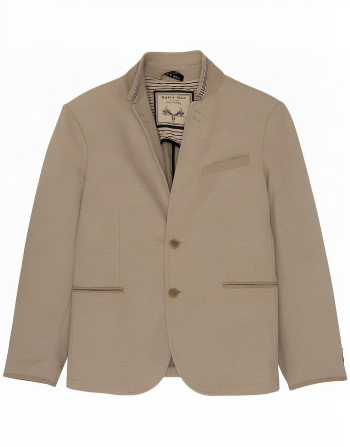 Zara Mens 2 Button Blazer Jacket EU 52 Large Grey Cotton