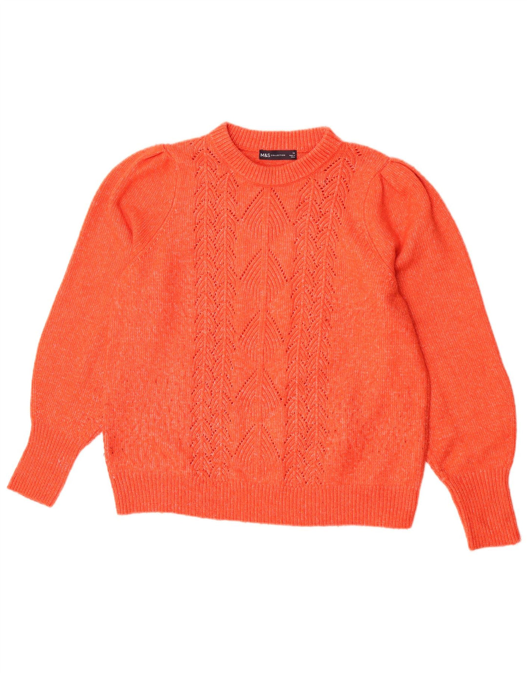 Marks & Spencer Womens Crew Neck Jumper Sweater UK 16 Large Orange