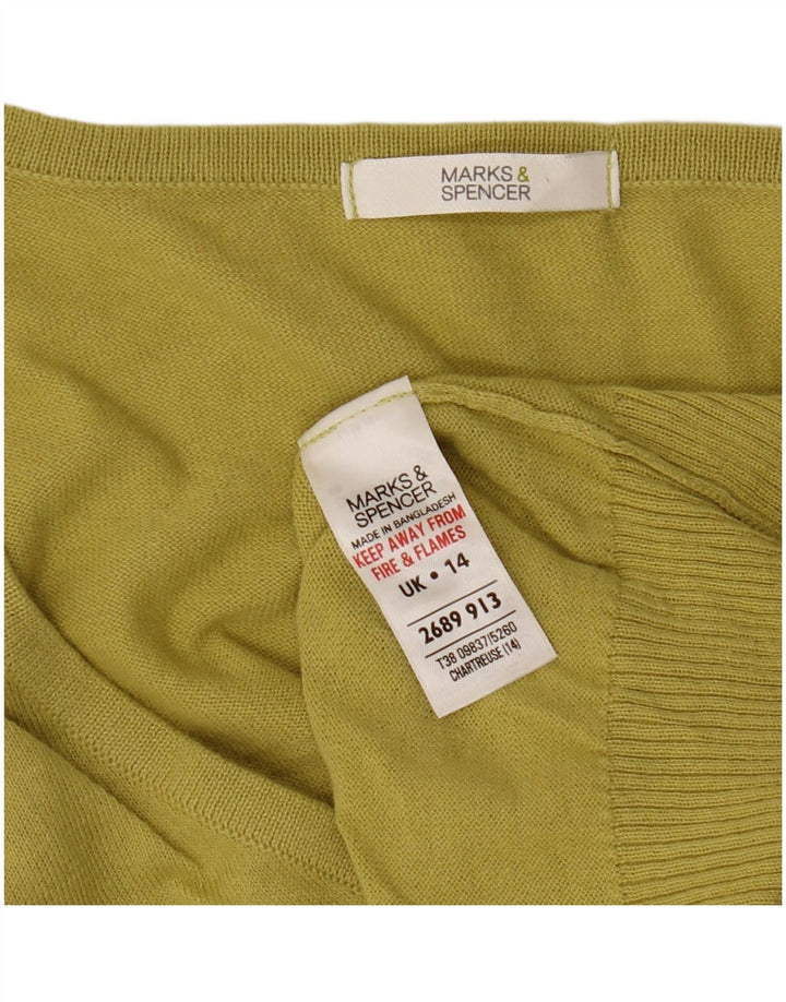 Marks & Spencer Womens Short Sleeve Cardigan Sweater UK 14 Medium Yellow