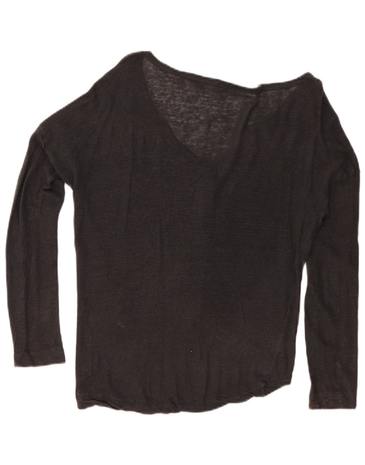 Zara Womens Oversized Cardigan Top UK 10 Small Grey Linen