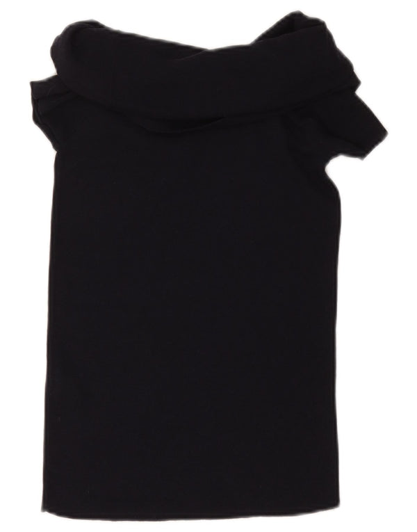 ZARA Womens Crop Blouse Top UK 12 Medium Black Viscose