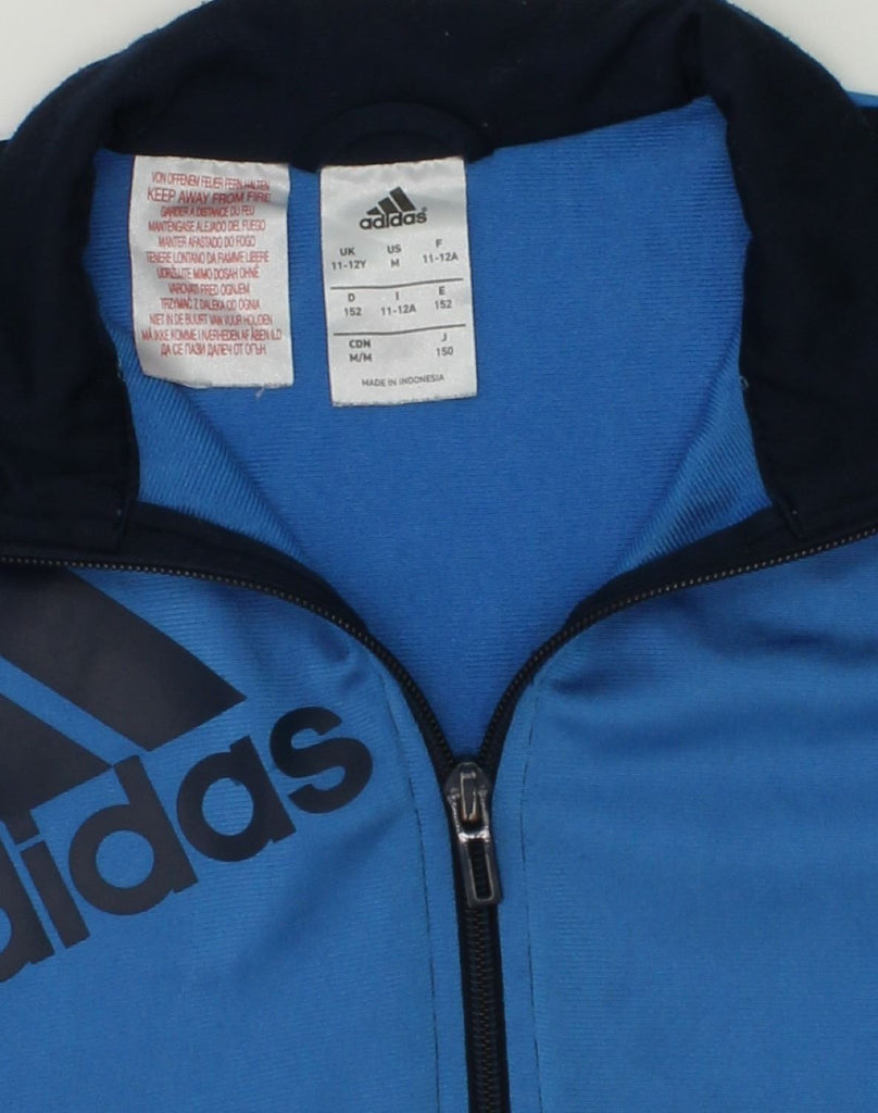 ADIDAS Boys Graphic Tracksuit Top Jacket 11-12 Years Navy Blue Colourblock | Vintage Adidas | Thrift | Second-Hand Adidas | Used Clothing | Messina Hembry 