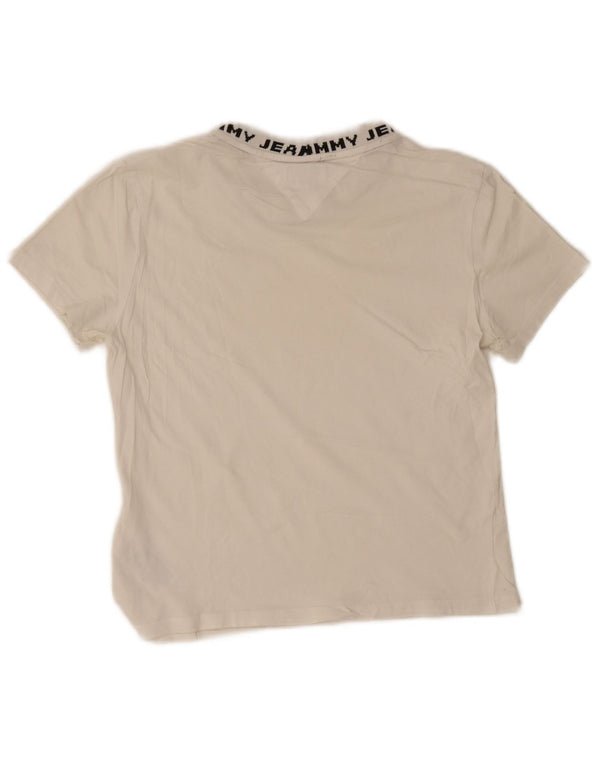 Tommy Hilfiger Womens Crop Graphic T-Shirt Top UK 12 Medium White Cotton