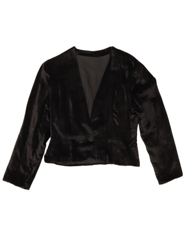 Vintage Womens Velvet Bolero Jacket UK 10 Small Black