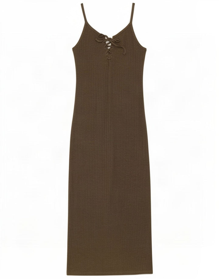 Topshop Womens Slip Dress UK 8 Small Khaki Polyester