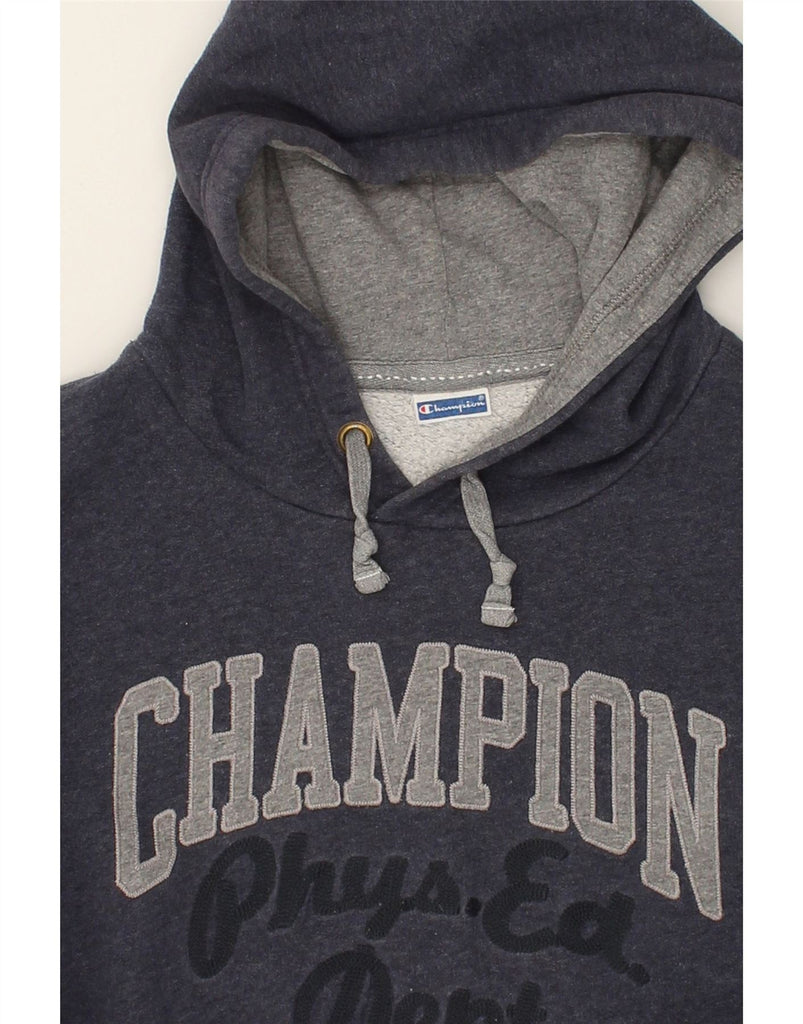 CHAMPION Mens Graphic Hoodie Jumper Large Navy Blue | Vintage Champion | Thrift | Second-Hand Champion | Used Clothing | Messina Hembry 