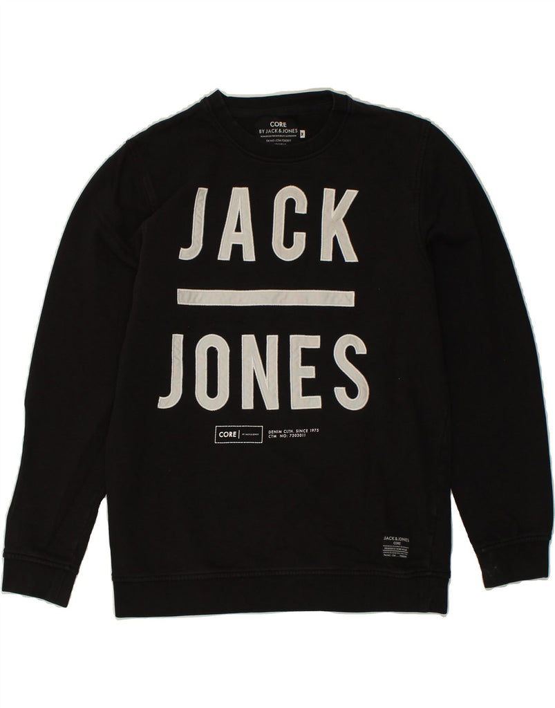 JACK & JONES Mens Graphic Sweatshirt Jumper Medium Black Cotton | Vintage Jack & Jones | Thrift | Second-Hand Jack & Jones | Used Clothing | Messina Hembry 