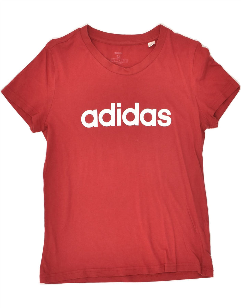 ADIDAS Womens Graphic T-Shirt Top UK 12/14 Medium Red Cotton | Vintage Adidas | Thrift | Second-Hand Adidas | Used Clothing | Messina Hembry 