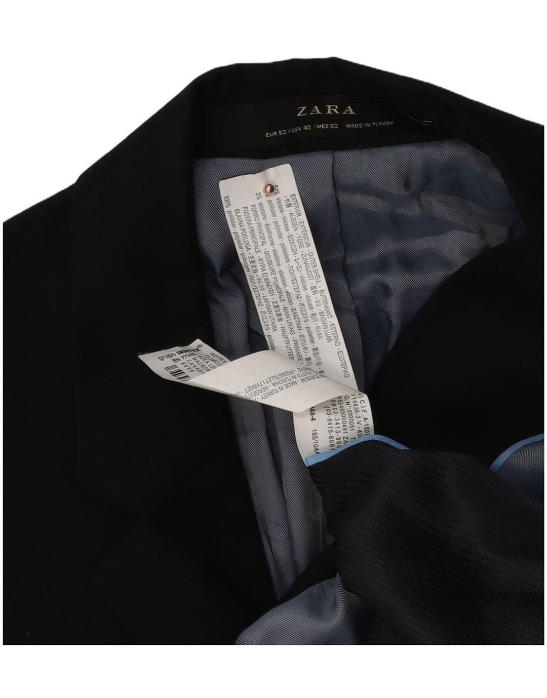 Zara Mens 2 Button Blazer Jacket EU 52 Large Black Viscose