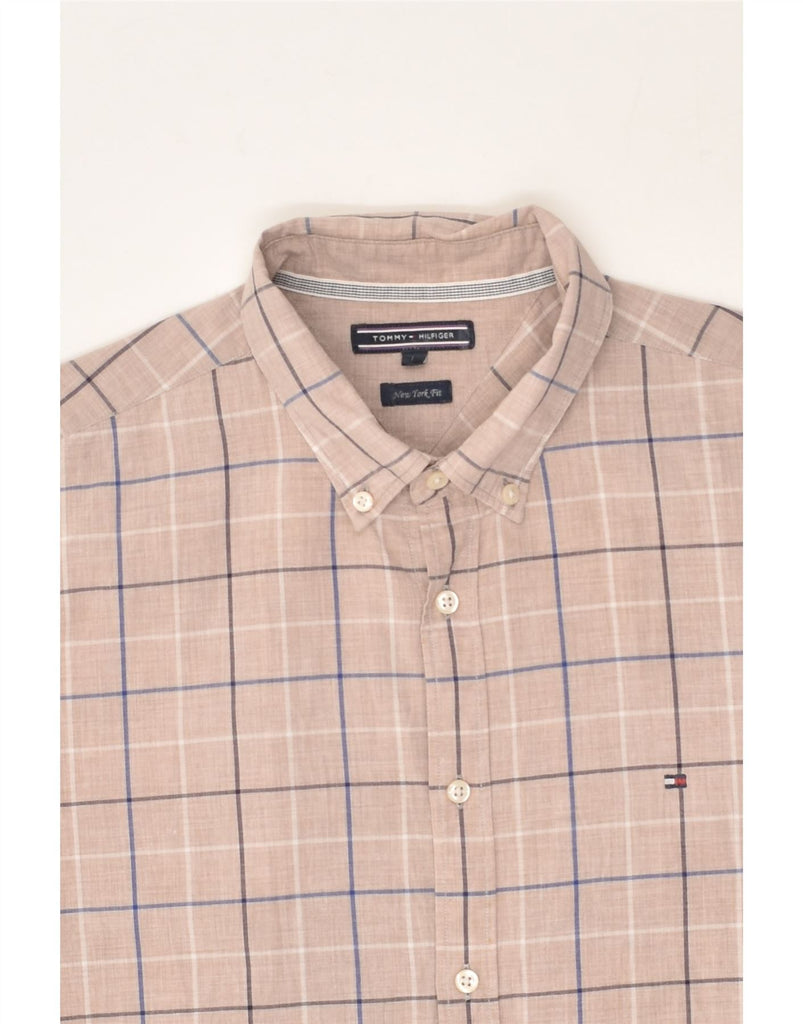 TOMMY HILFIGER Mens New York Fit Shirt Large Beige Check Cotton | Vintage Tommy Hilfiger | Thrift | Second-Hand Tommy Hilfiger | Used Clothing | Messina Hembry 