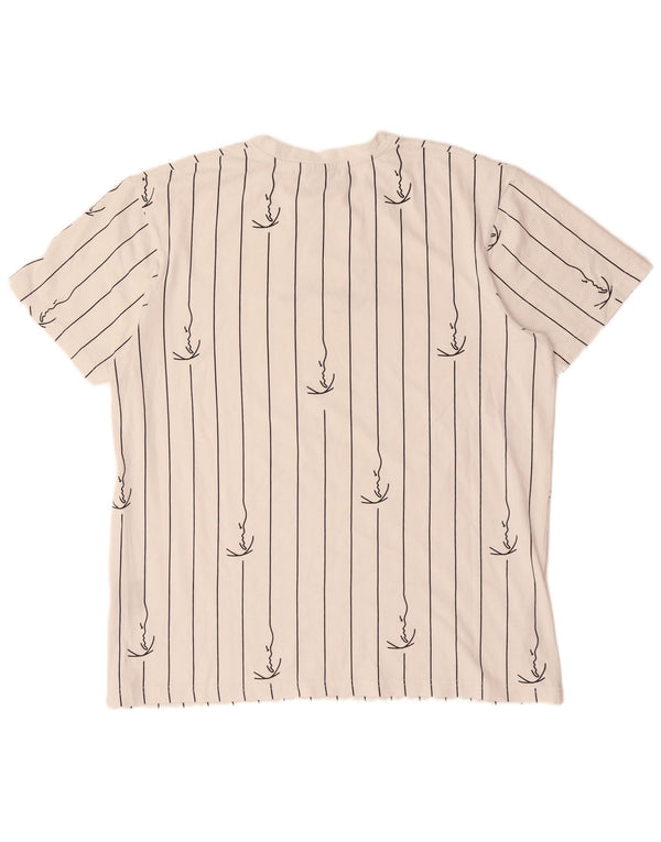 Karl Kani Mens Graphic T-Shirt Top 2XL White Striped Cotton