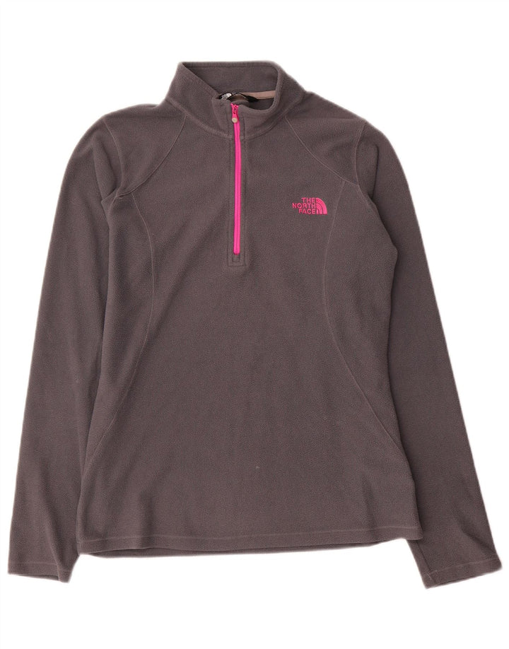 The North Face Womens Zip Neck Fleece Jumper UK 10 Small Grey Polyester