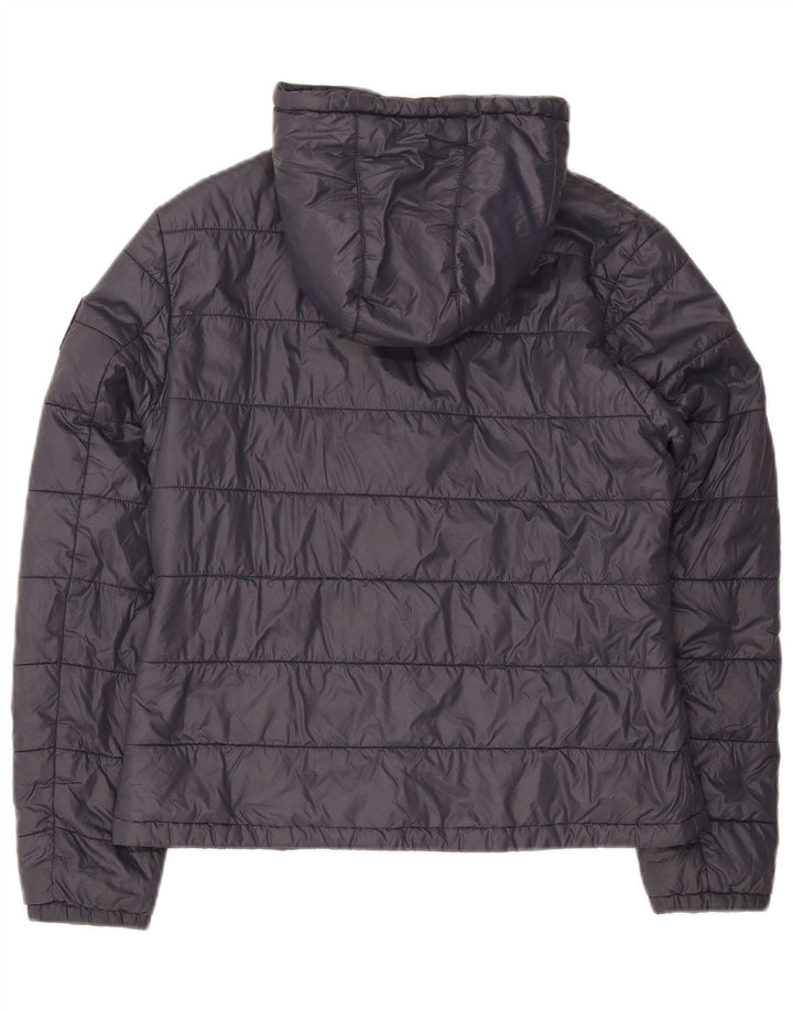 Replay Womens Hooded Padded Jacket UK 14 Large Navy Blue