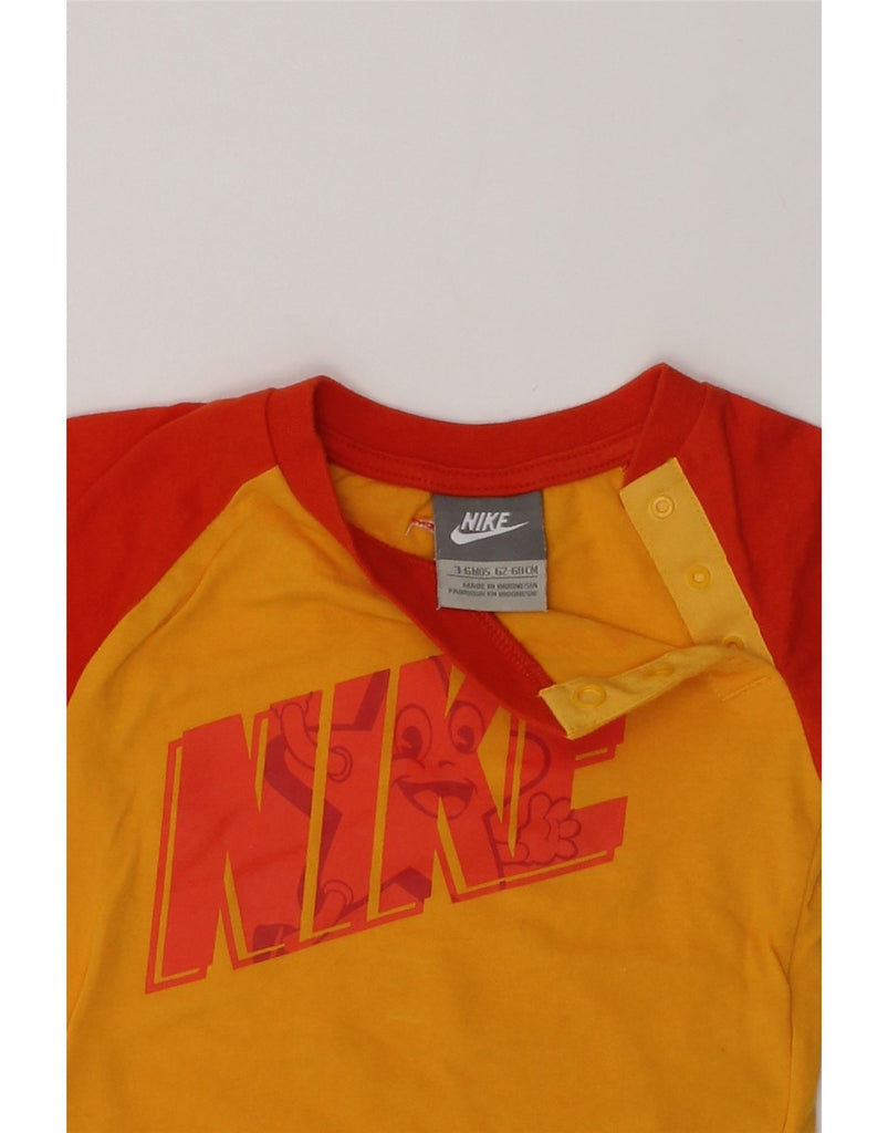 NIKE Baby Boys Graphic T-Shirt Top 3-6 Months Yellow Colourblock Cotton | Vintage Nike | Thrift | Second-Hand Nike | Used Clothing | Messina Hembry 