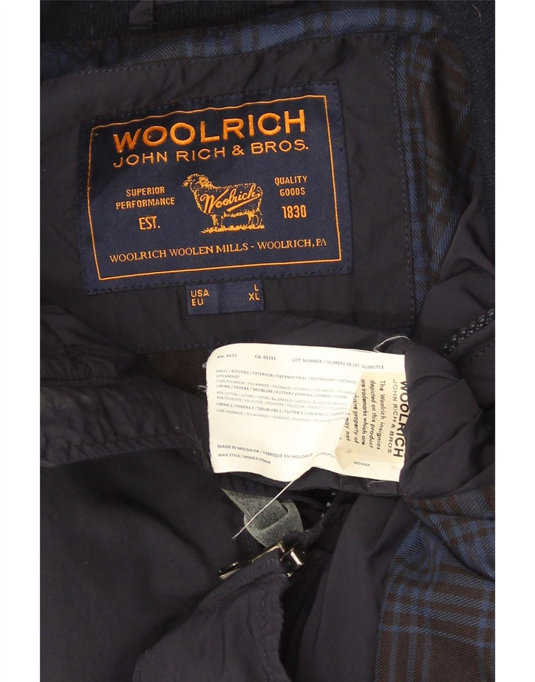 Woolrich Mens Bomber Jacket UK 40 Large Navy Blue Polyamide