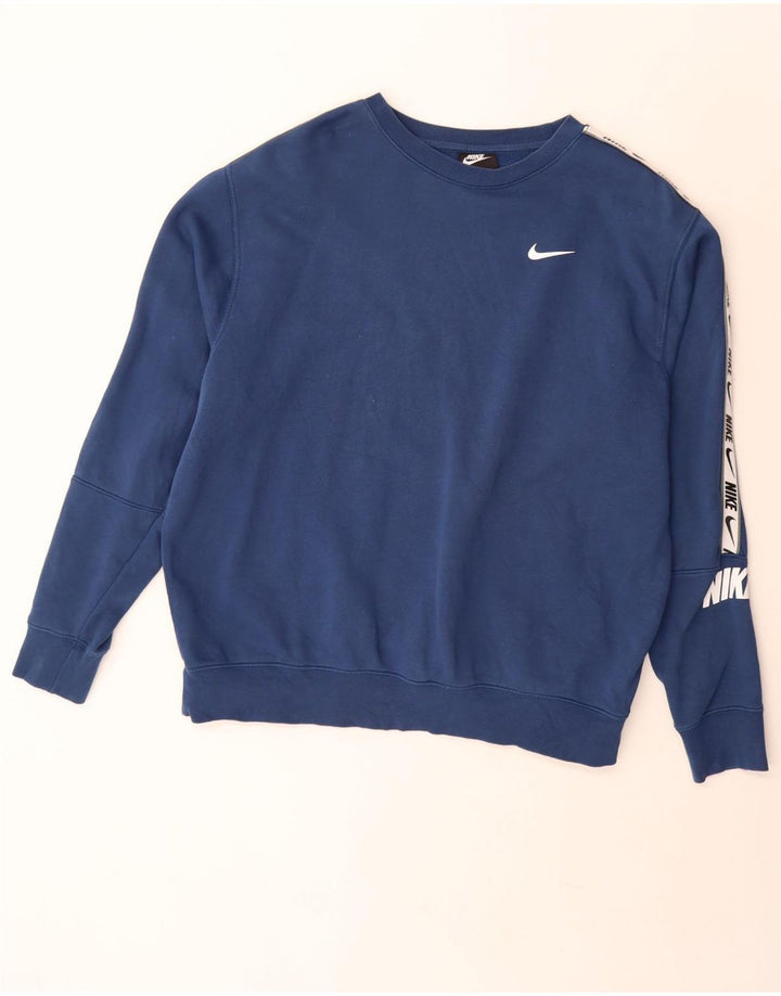 NIKE Mens Graphic Standard Fit Sweatshirt Jumper Large Blue Cotton