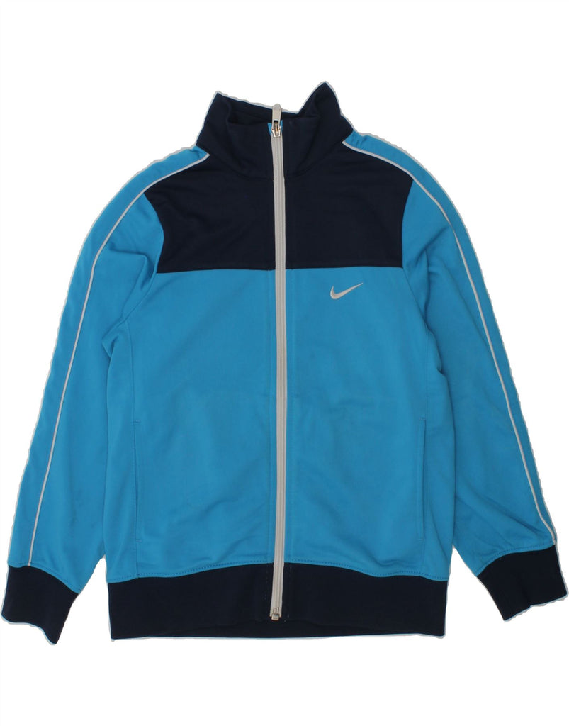 NIKE Boys Tracksuit Top Jacket 6-7 Years Large Blue Colourblock Polyester | Vintage Nike | Thrift | Second-Hand Nike | Used Clothing | Messina Hembry 