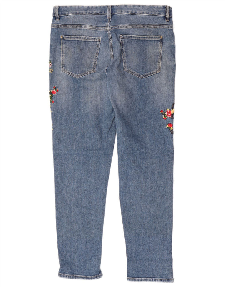 Marks & Spencer Womens Slim Jeans UK 12 Medium W32 L28 Blue Floral
