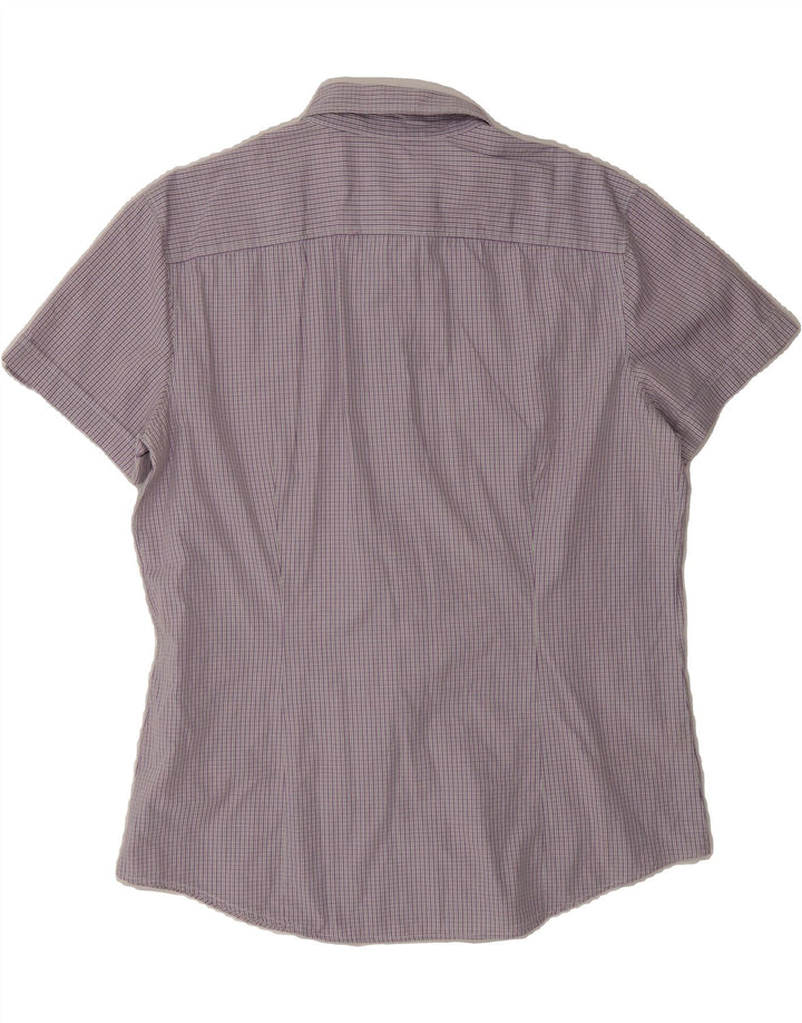 BENETTON Mens Short Sleeve Shirt XL Purple Check Cotton Vintage Benetton and Second-Hand Benetton from Messina Hembry 