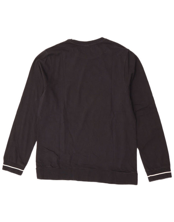 Nike Mens Top Long Sleeve UK 42/44 Large Black Striped Cotton