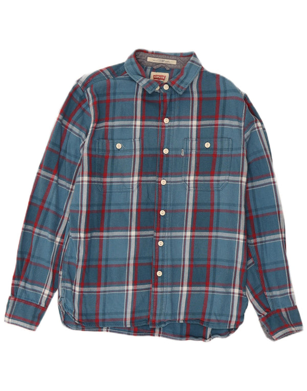 Levi's Mens Standard Fit Flannel Shirt Small Blue Check