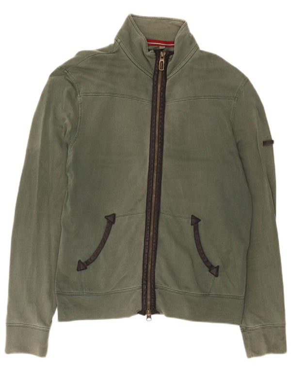Armani Jeans Mens Tracksuit Top Jacket Medium Green Cotton