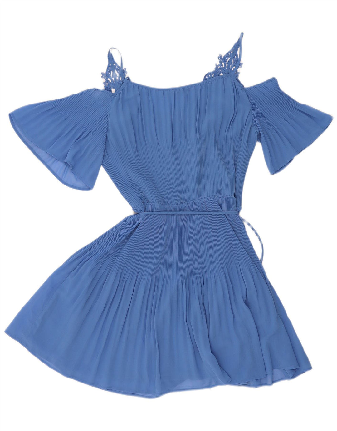 Oasis Womens Off Shoulder Dress UK 14 Medium Blue Polyester