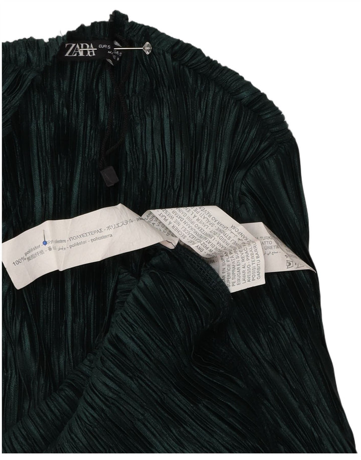 Zara Womens Long Sleeve Maxi Dress UK 10 Small Green Polyester