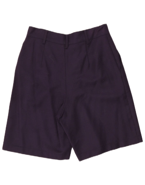 Vintage Womens High Waist Casual Shorts IT 46 Large W28 Navy Blue Wool