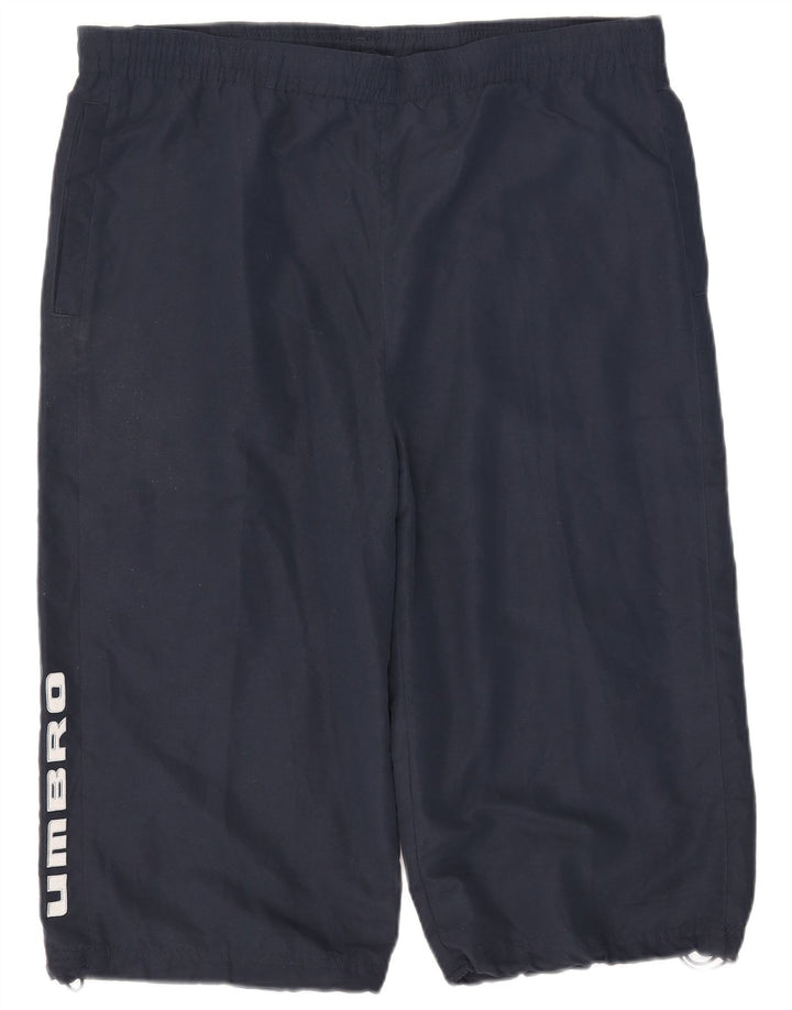 Umbro Mens Graphic Bermuda Sport Shorts XL Navy Blue Polyester