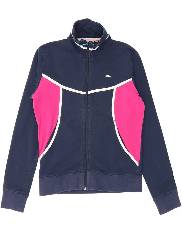 ELLESSE Womens Tracksuit Top Jacket UK 10 Small Navy Blue Colourblock Vintage Ellesse and Second-Hand Ellesse from Messina Hembry 