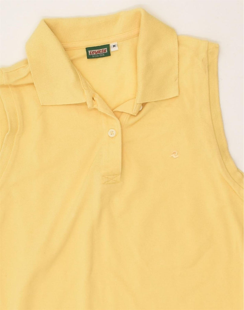 INVICTA Womens Sleeveless Polo Shirt UK 12 Medium Yellow Cotton | Vintage Invicta | Thrift | Second-Hand Invicta | Used Clothing | Messina Hembry 