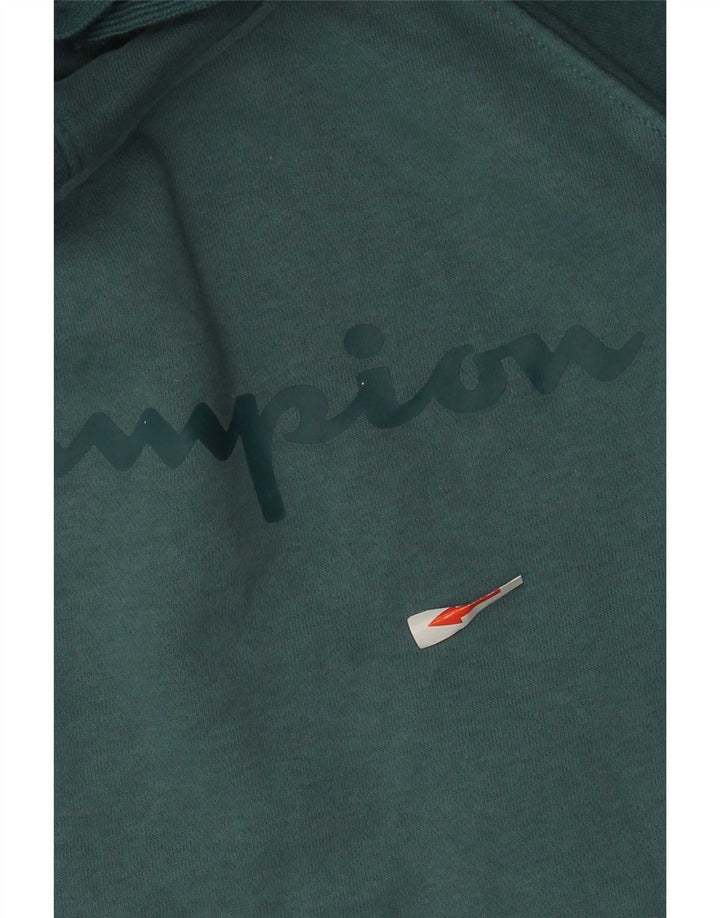 Champion Mens Graphic Hoodie Jumper Medium Blue Colourblock Cotton