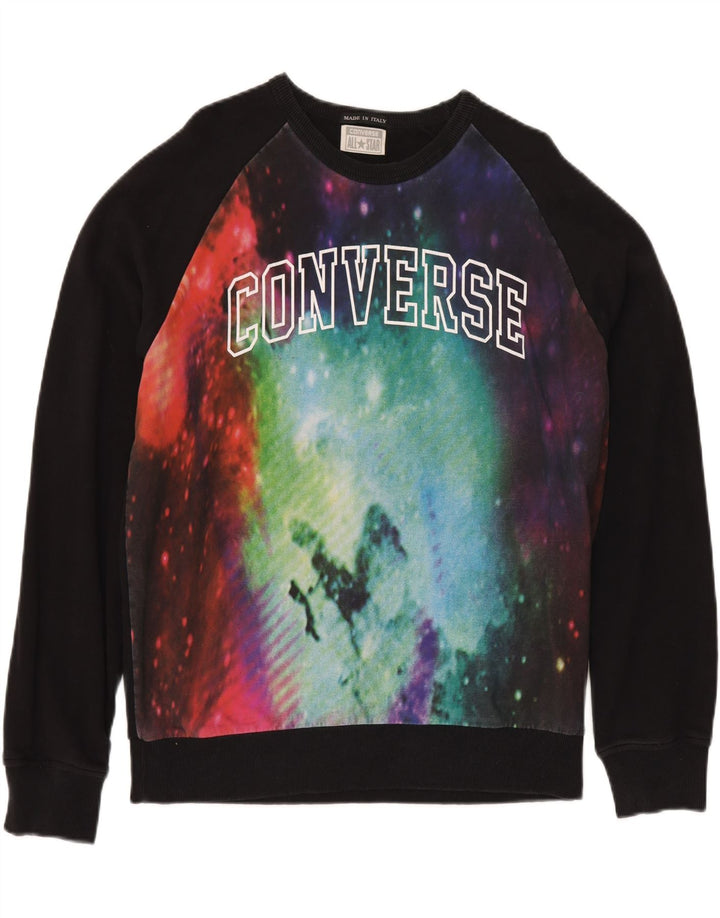 CONVERSE Mens Graphic Sweatshirt Jumper XL Black Tie Dye Cotton