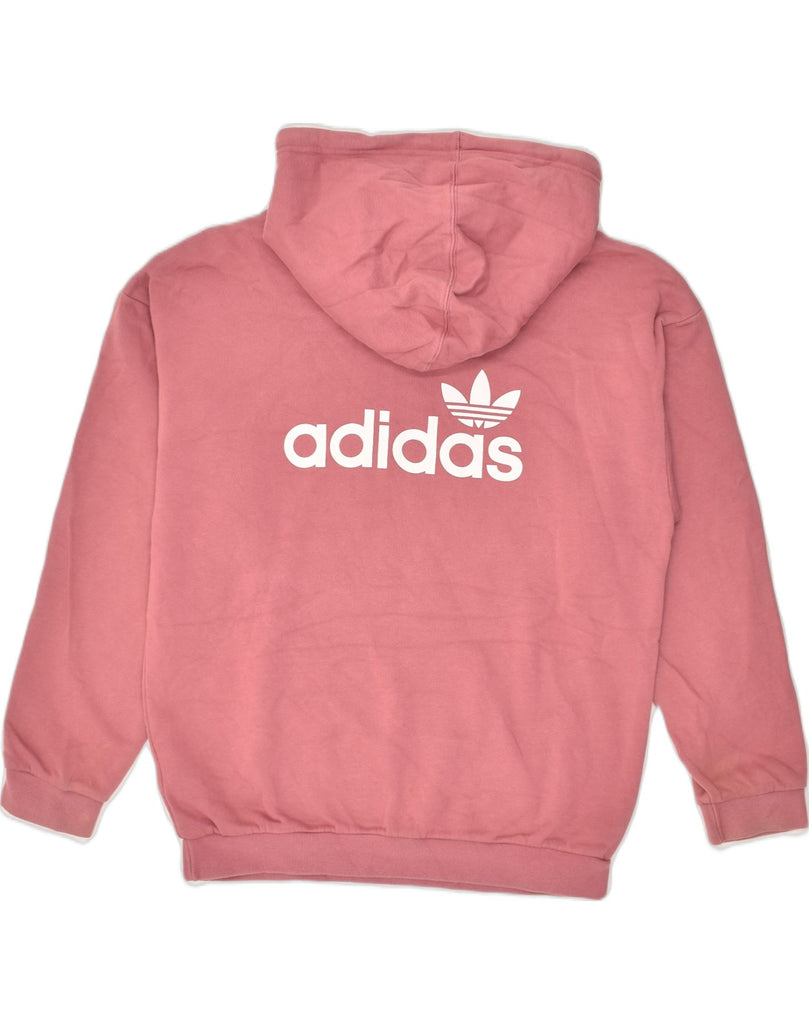 ADIDAS Womens Graphic Hoodie Jumper UK 6 XS Pink Cotton | Vintage Adidas | Thrift | Second-Hand Adidas | Used Clothing | Messina Hembry 