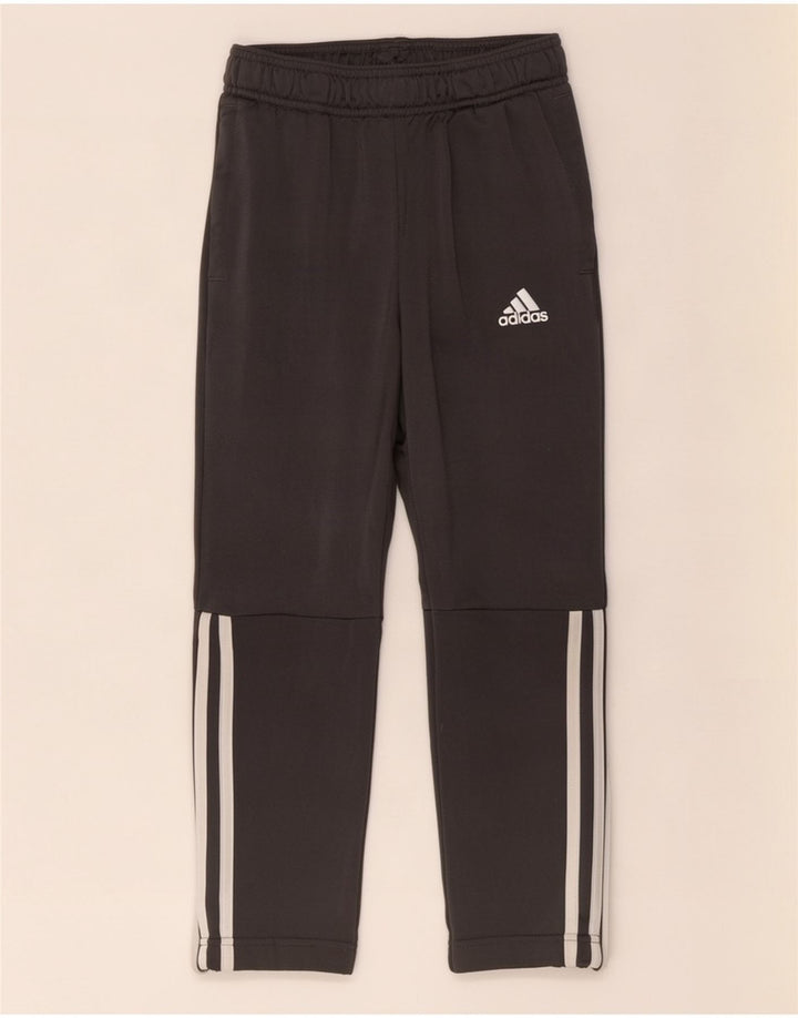 Adidas Boys Tracksuit Trousers 7-8 Years Grey Polyester