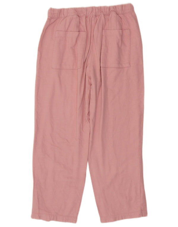 Zara Womens Loose Fit Cropped Trousers Medium W28 L25 Pink Cotton
