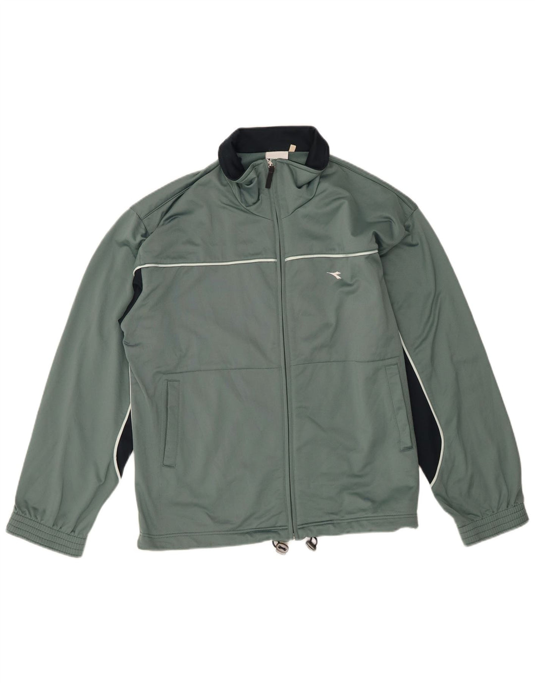Diadora Mens Tracksuit Top Jacket IT 48 Medium Green Colourblock Polyester