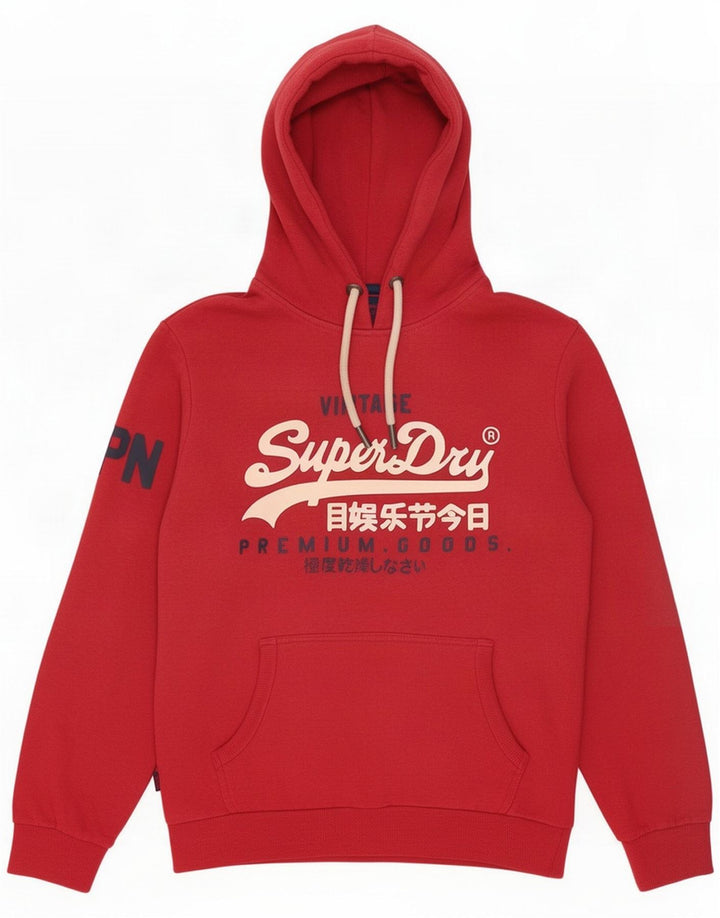 Superdry Mens Graphic Hoodie Jumper Medium Red Cotton